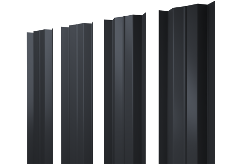 Штакетник М-образный В с прямым резом 0.5 Satin RAL 7024 мокрый асфальт