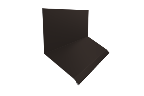 Планка примыкание верхнее к стене фальц Grand Line 150х130х20 0,45 PE с пленкой RR 32 темно-коричневый (3м)