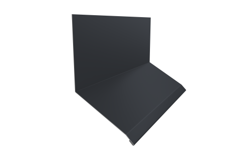 Планка примыкание верхнее к стене фальц Grand Line 150х130х20 0,5 PE с пленкой RAL 7024 мокрый асфальт (3м)