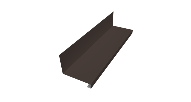Планка примыкание нижнее к трубе фальц Grand Line 0,5 Satin с пленкой RR 32 темно-коричневый (2м)